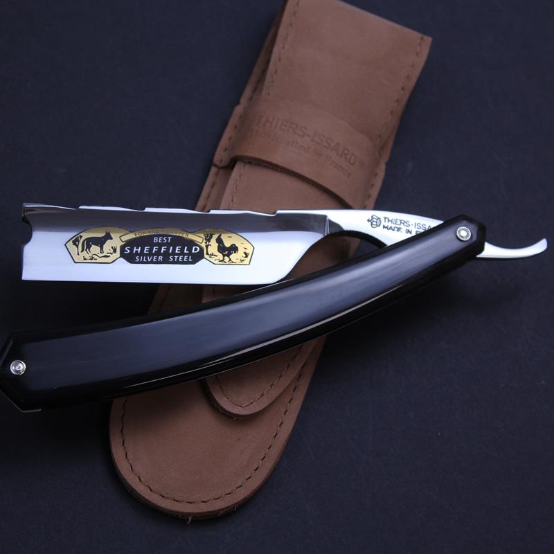 TI 7/8 Black Horn Chevron Spine Hook Nose Fox & Rooster Razor - Image 6