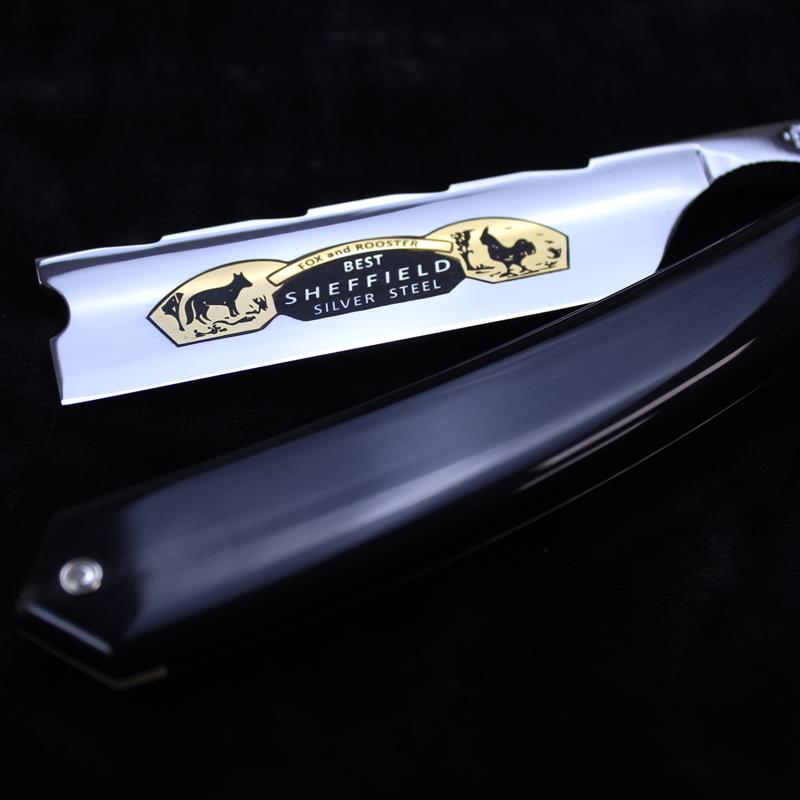 TI 7/8 Black Horn Chevron Spine Hook Nose Fox & Rooster Razor - Image 8