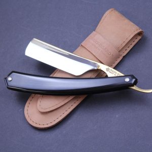 Thiers Issard Black Horn 7/8 Razor with Gilt Spine