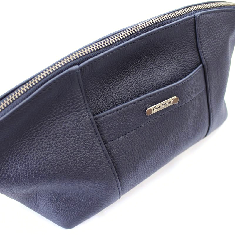 Large Owen Barry Leather Washbag in Black
