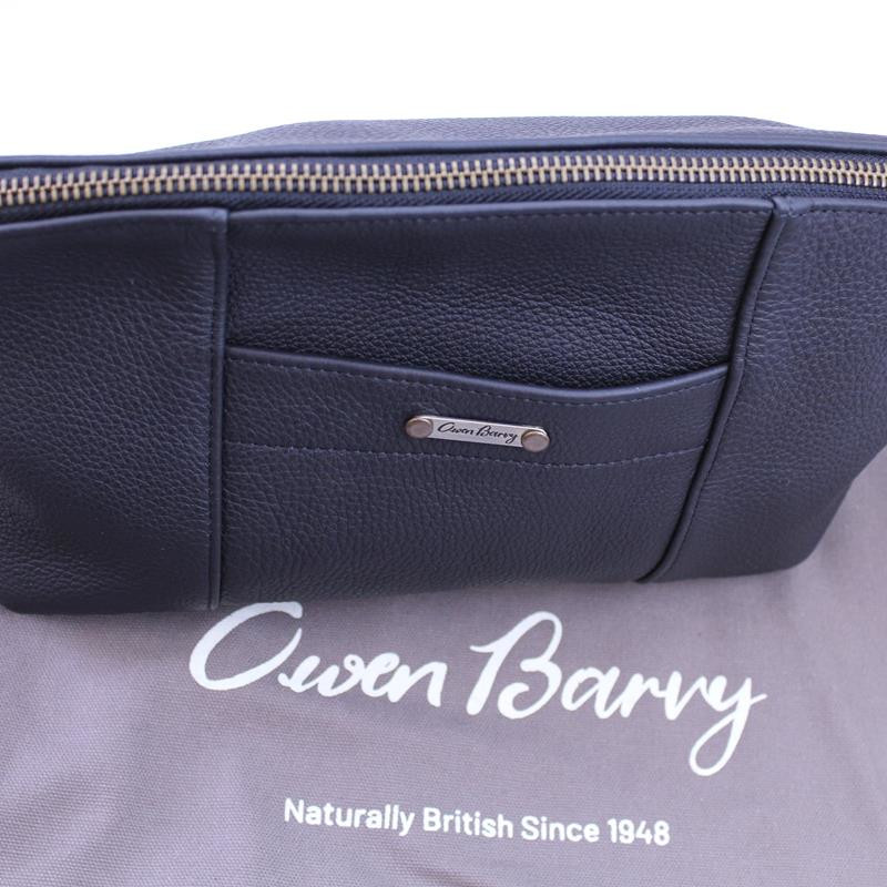 Large Owen Barry Leather Washbag in Black - Image 5