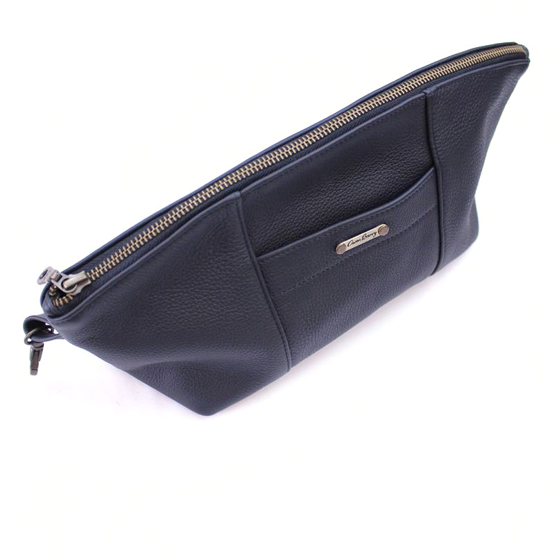 Large Owen Barry Leather Washbag in Black - Image 6
