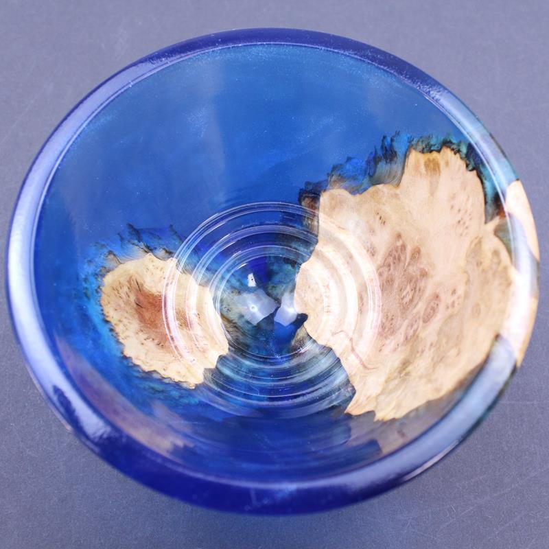 Burl Wood Indigo Blue Shave Bowl and Silvertip Badger Brush - Image 2