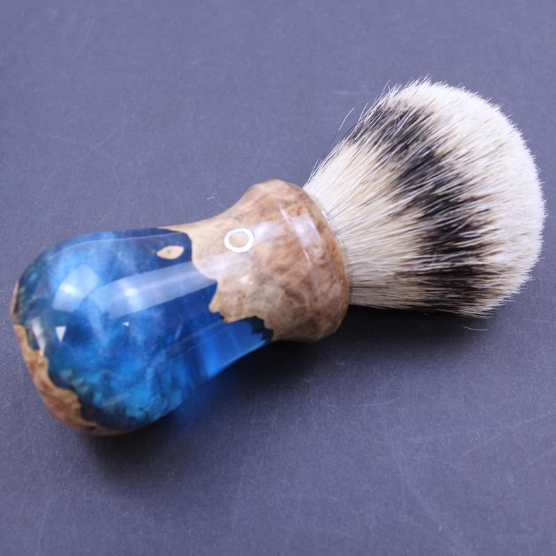 Burl Wood Indigo Blue Shave Bowl and Silvertip Badger Brush - Image 5