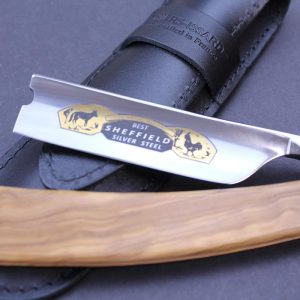 TI 7/8 Fox and Rooster Razor with Olivewood Scales