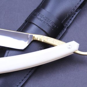 TI 6/8 Square Nose Gilded Razor with Bone Scales