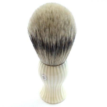 Custom Shaving Brush In Pink and White Striped Polyester