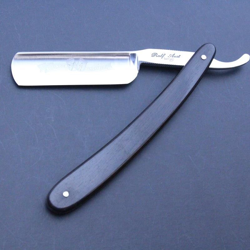 Ralf Aust 6/8 stainless steel straight razor with African Blackwood scales