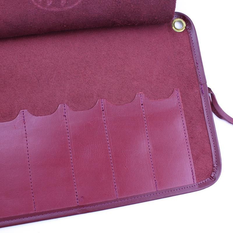Invisible Edge Burgundy Leather 7 Razor Roll