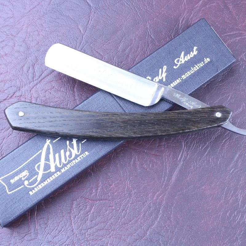 Ralf Aust 5/8 Stainless Steel Razor with Smoked Oak Scales