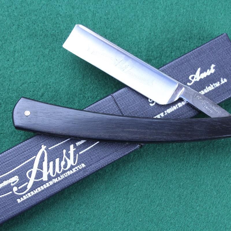 Ralf Aust 5/8 Square Point Razor with Modern Style African Blackwood Scales