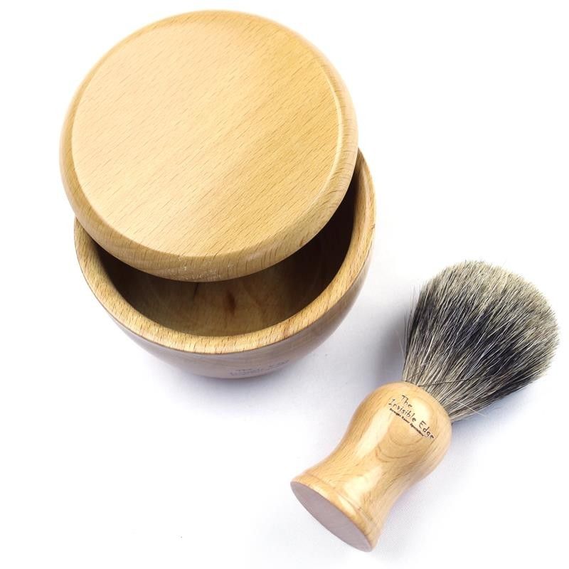Invisible Edge Beechwood Bowl and Pure Badger Brush