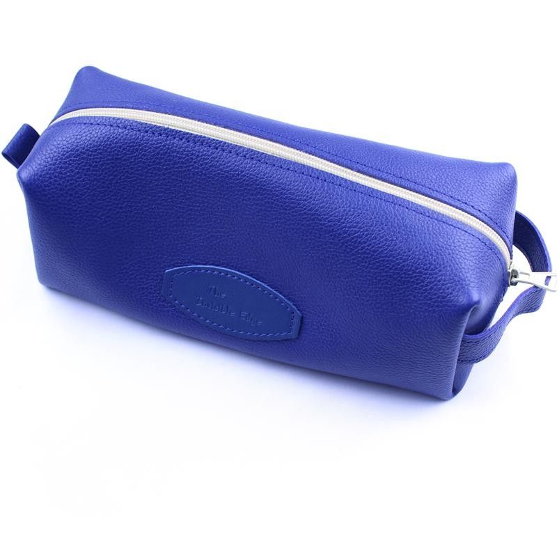 Invisible Edge Blue Calf Leather Wash Bag
