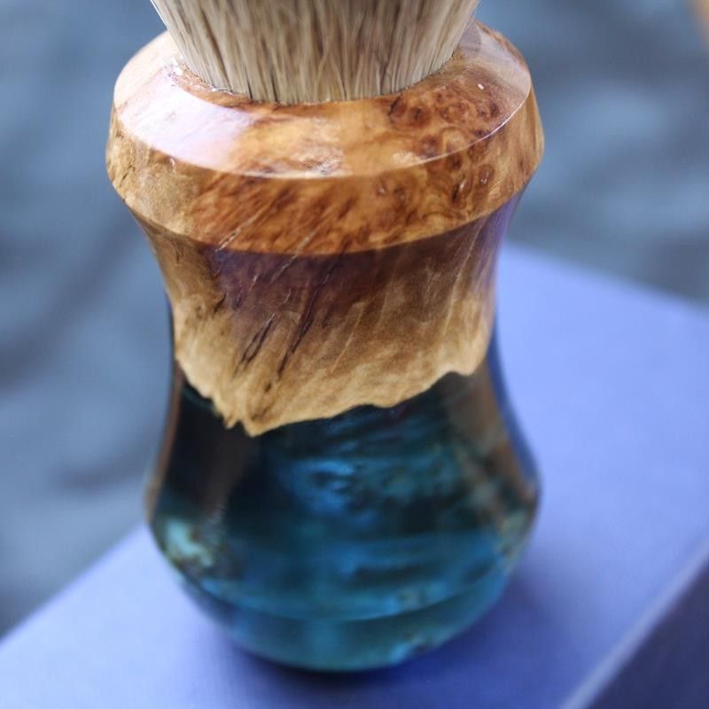 Burl Wood Indigo Blue Silvertip Badger Shave Brush