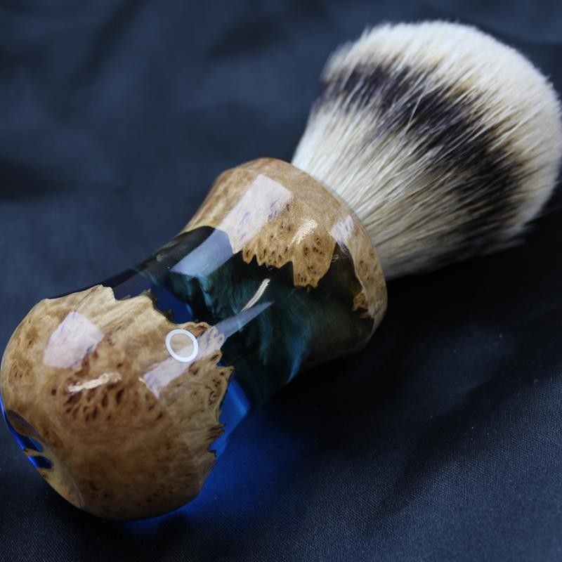 Burl Wood Indigo Blue Silvertip Badger Shave Brush