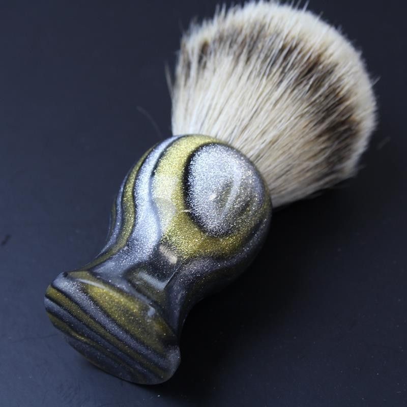 Custom Shaving Brush In Gold & Silver Glitter Striped Polyester