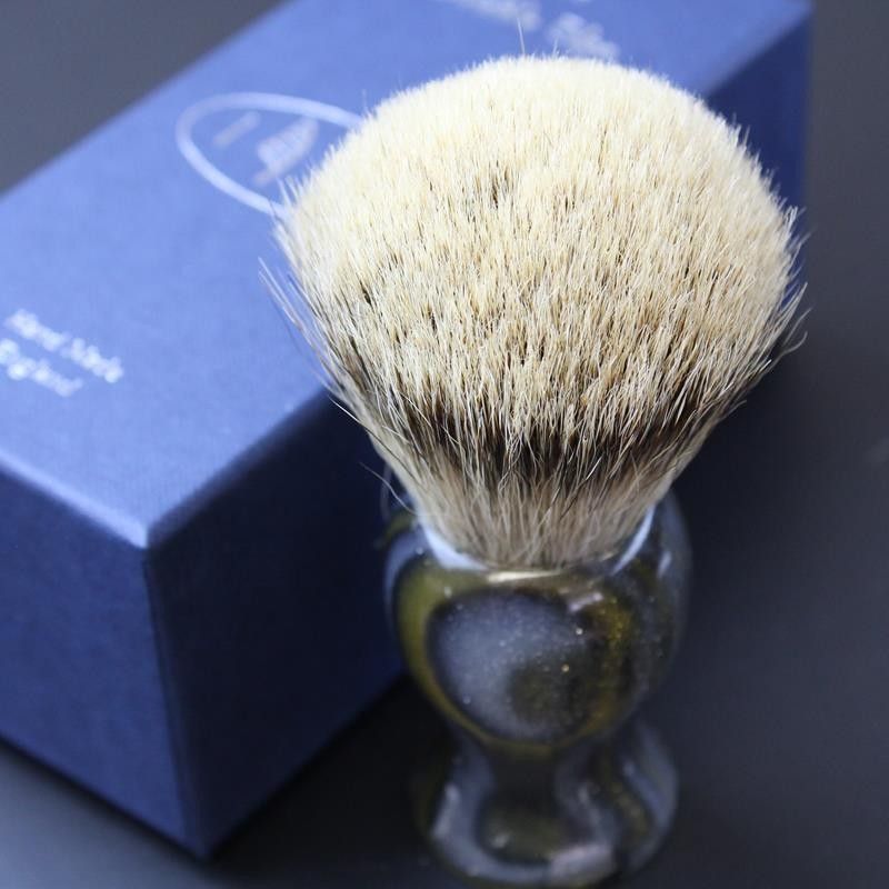 Custom Shaving Brush In Gold & Silver Glitter Striped Polyester