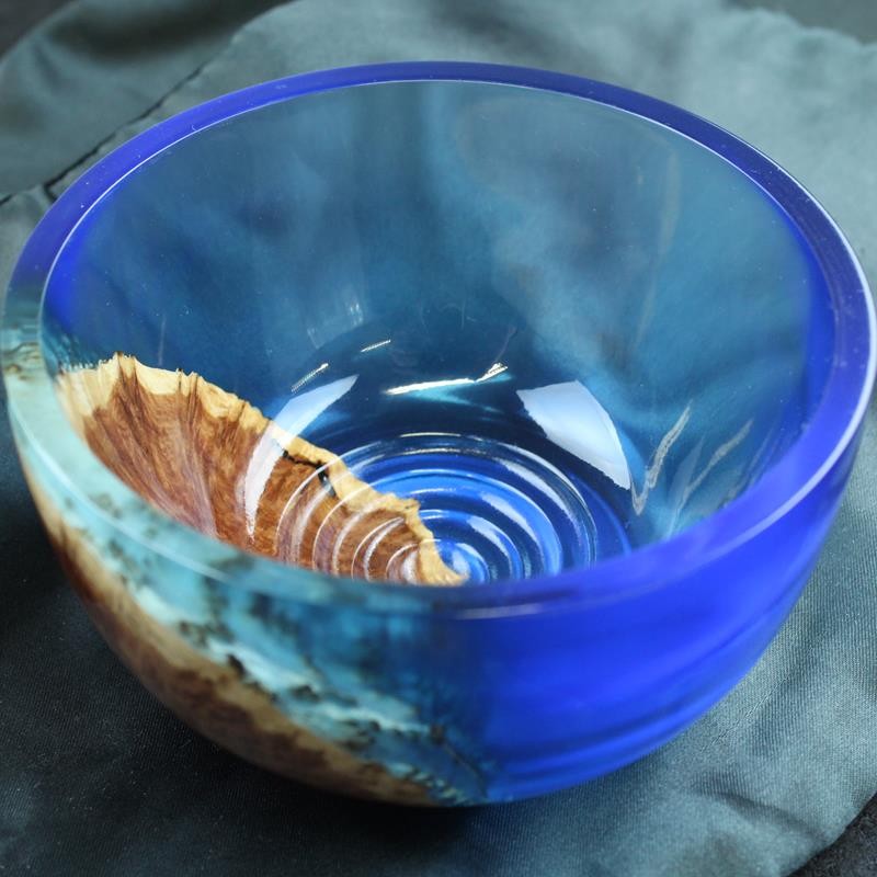 Burl Wood Indigo Blue Shave Bowl