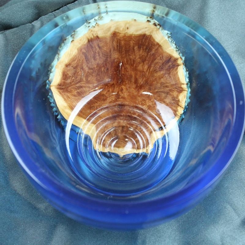Burl Wood Indigo Blue Shave Bowl