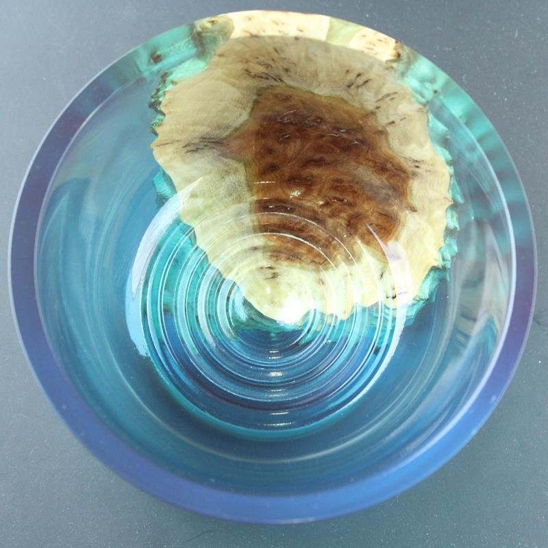 Burl Wood Aquamarine Shave Bowl