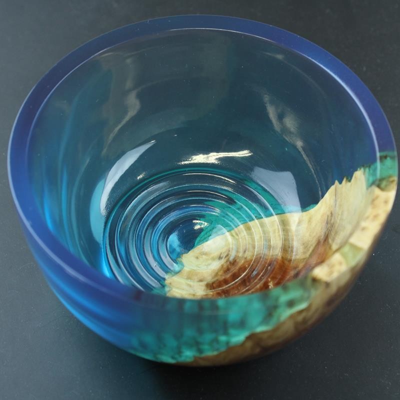 Burl Wood Aquamarine Shave Bowl