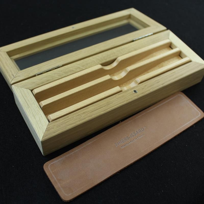 TI Deluxe Oak Glass Top Display Box for 2 Razors