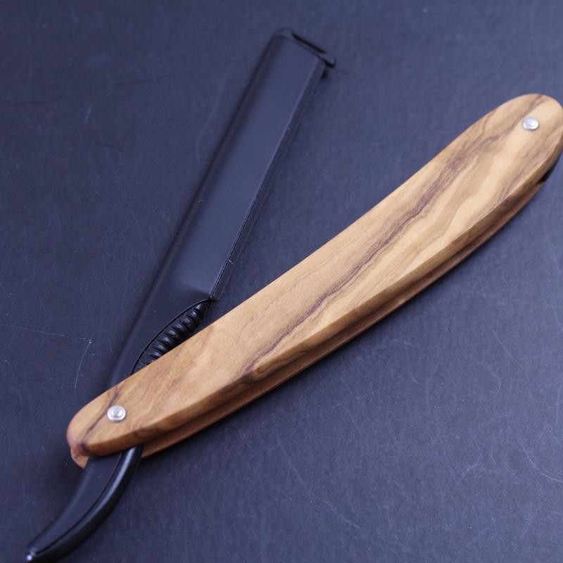 Dovo Shavette in Black Aluminium and Olive Wood