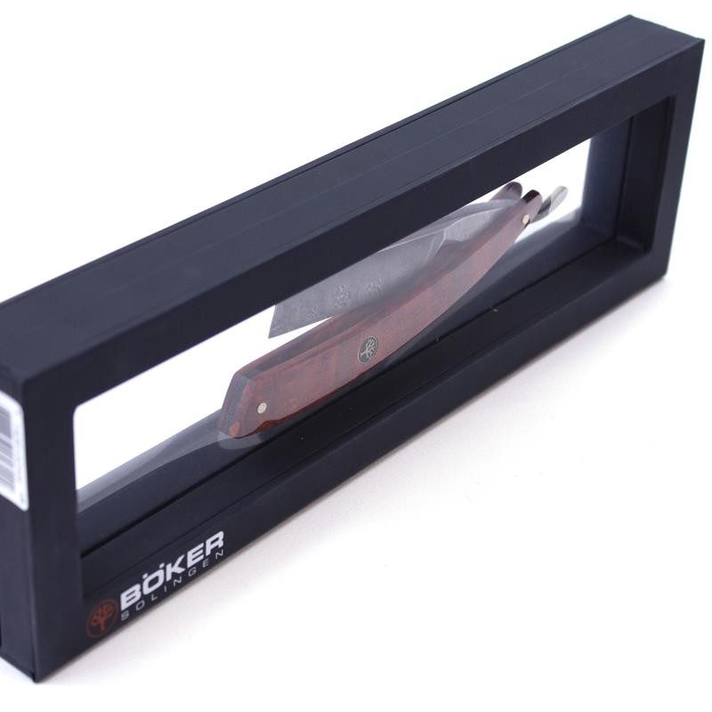 Boker Damascus Razor with Curly Birch Scales