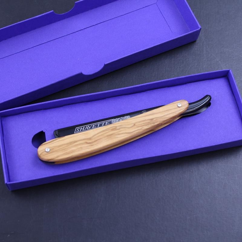Dovo Shavette in Black Aluminium and Olive Wood