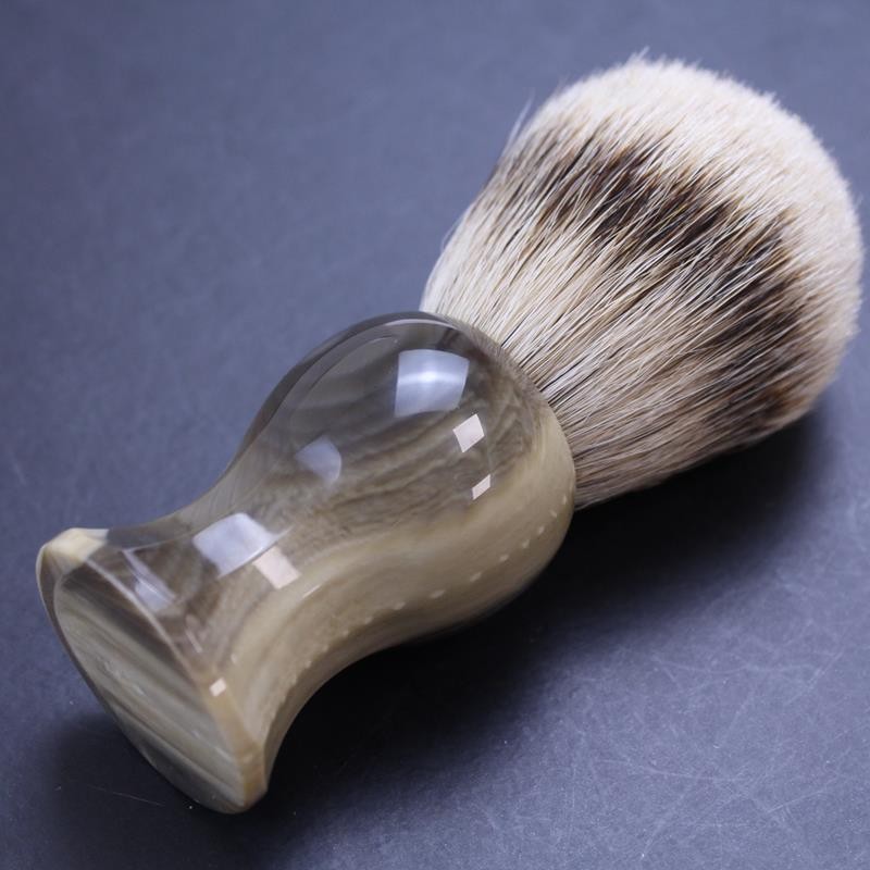 Custom Shaving Brush In Faux Blonde Horn