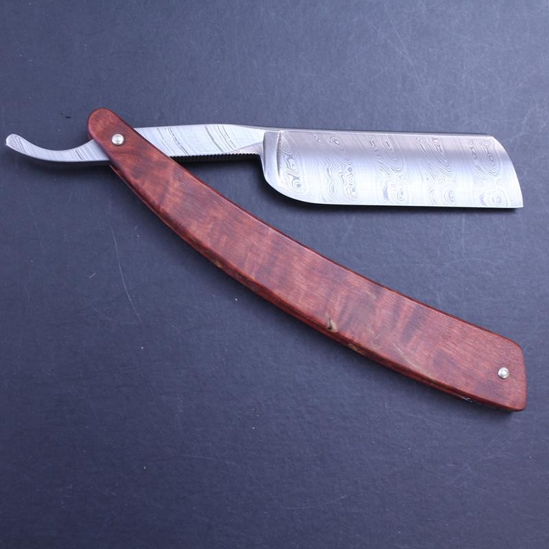 Boker Damascus Razor with Curly Birch Scales