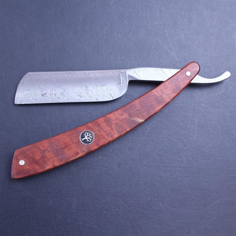 Boker Damascus Razor with Curly Birch Scales